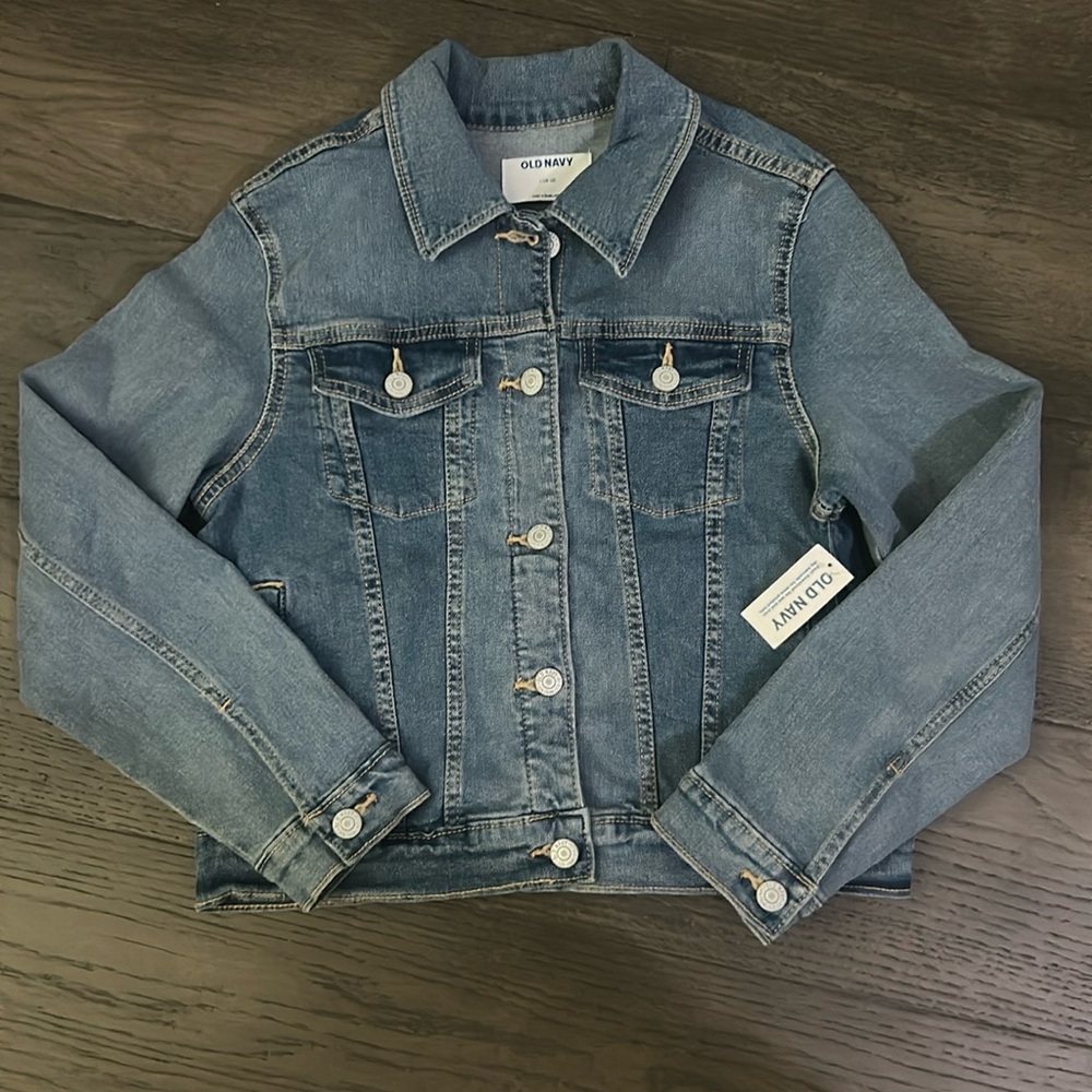 Old Navy Denim Jacket Kid's Size L 10-12 Blue Unisex Button Up Pockets Jean